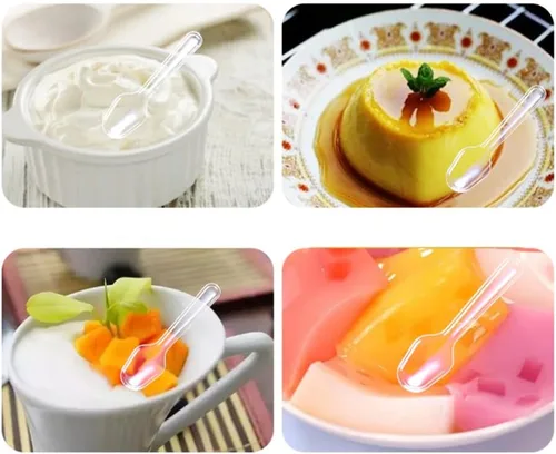 Vista 6 de 500 cucharas de degustación desechables transparentes, cucharas de muestreo de plástico, cuchara pequeña para alimentos, helados, postres