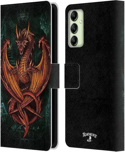 Vista 12 de Head Case Designs Officially Licensed Alchemy Gothic Caduceus Rex Dragon Leather Wallet Case Compatible with Samsung Galaxy A14 5G