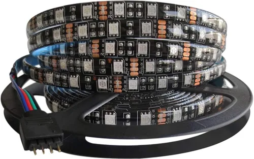 Vista 8 de Tira de luz LED de 12 V, blanco cálido, 3000 K, tira de luz LED de 16.4 pies, tablero PCB negro, SMD 5050 IP65, impermeable, 300 LED, cinta LED