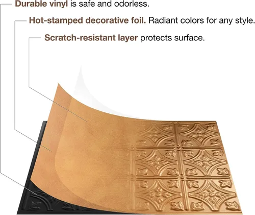 Vista 6 de FASÄDE Kit de protector contra salpicaduras de vinilo decorativo martillado de 15 pies cuadrados en bronce antiguo