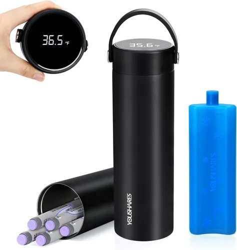 Vista 8 de YOUSHARES - Estuche de viaje enfriador de insulina eléctrico, refrigerador médico con temperatura personalizada y pantalla de 35-68°F, con banco