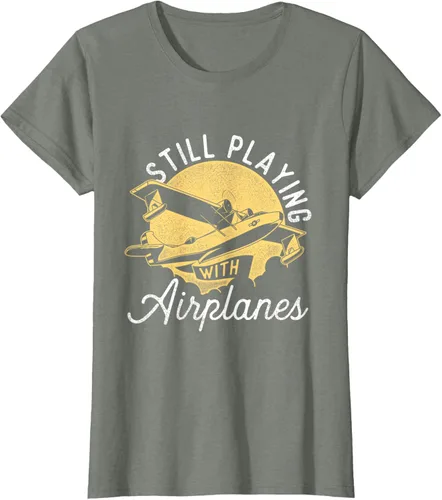 Vista 16 de Still Playing With Airplanes - Camiseta de control remoto RC Avión Piloto, Negro