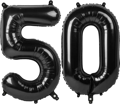 Vista 13 de Globos con números de 40 pulgadas, color negro, para decoraciones de cumpleaños de 10 a 100 años Jumbo 40In & Vibrant Color, With Hanging Holes