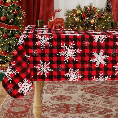 Vista 24 de misaya Mantel rectangular de vinilo impermeable, mantel lavable con reverso de franela, mantel de plástico para cena, picnic, interior y exterior