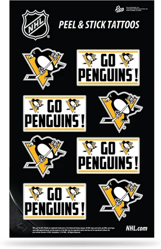 Vista 10 de Rico Industries NHL Hockey Colorado Avalanche Tatuaje Vertical Pelar y Pegar Tatuajes Temporales - Ojo Negro - Aprobado Día del Juego!