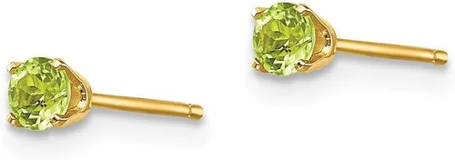 Vista 2 de Pendientes de oro amarillo macizo de 14 k de 0.118in de agostoperidoto verde agosto de 0.118in