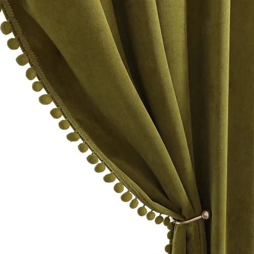 Vista 19 de Benedeco - Cortinas de terciopelo burdeos para ventana de dormitorio con pompón, cortinas de lujo súper suaves, oscurecimiento y aislamiento térmico