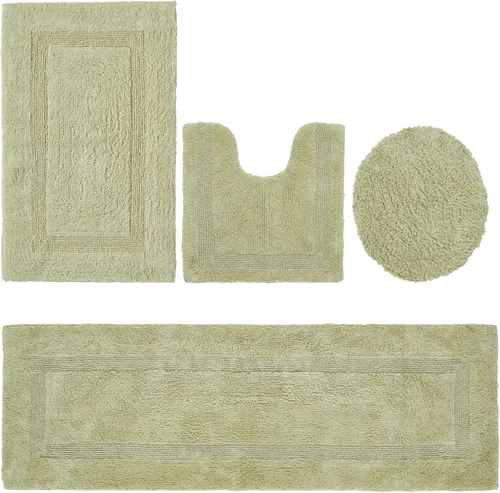 Vista 8 de Better Trends Juego de 4 alfombras de baño de lujo, 100% algodón, suaves, absorbentes de agua, reversibles, lavables a máquina, para decoración