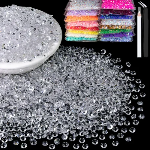 Vista 61 de 15000 diamantes de imitación de resina de 0.079 pulgadas a granel, diamantes de imitación de gelatina redondos negros con parte trasera plana, gemas