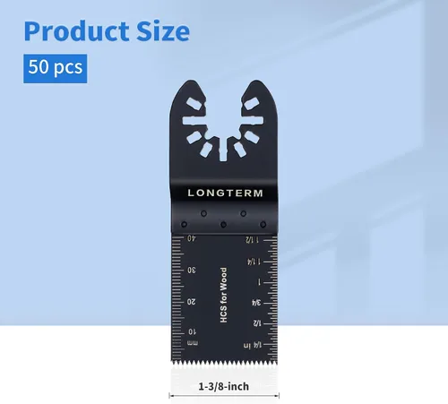 Vista 2 de LONGTERM 100 piezas de hojas oscilantes de madera de dientes largos, OIS de liberación rápida, para madera dura/madera blanda/MDF/madera