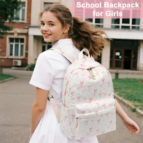 Vista 6 de BTOOP Mochila escolar para adolescentes, mochila grande de pana ligera, para niñas, niños, casual, escuela secundaria, universidad, Mochilas Daypack