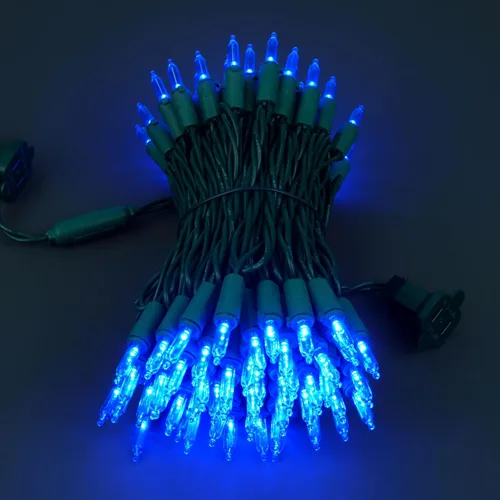Vista 3 de Juego de luces de cadena navideñas azules de 200 unidades LED, 66 pies de cable verde, juego de luces festivas UL certificadas de grado comercial