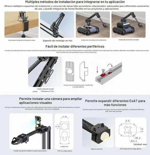 Vista 7 de Waveshare Kit de brazo robótico, kit de robot de escritorio, servo de bus serie de alto par, basado en ESP32, 4-DOF, soporta expansión flexible