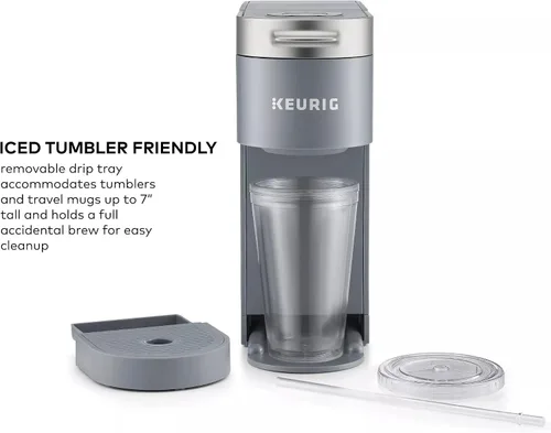 Vista 5 de Keurig K-Iced Plus - Cafetera de una sola porción, prepara café helado, se adapta a taza de viaje, depósito de agua extraíble, gris ártico (renovada)