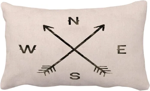 Vista 2 de Leaveland Magic Arrow Compass North South West East - Funda de almohada cuadrada de lino y algodón, decorativa, duradera, decoración del hogar