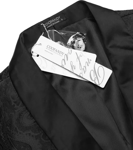 Vista 4 de COOFANDY Chaqueta de Esmoquin Floral para Hombre con Solapa de Chal Paisley, Chaqueta Blazer para Cena, Baile de Graduación, Boda