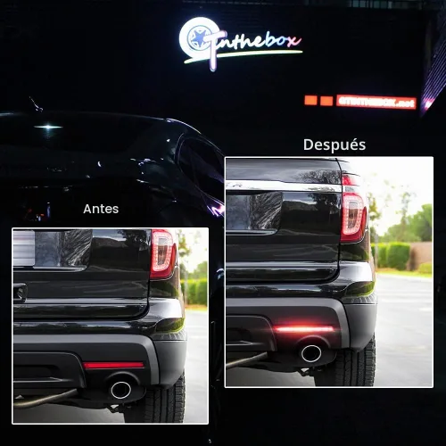 Vista 8 de Luces LED de Reflector de Parachoques Completas con Lente Roja Compatibles con Ford Explorer 2011 2012 2013 2014 2015 - Funcionan como Luces