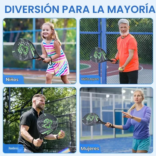 Vista 6 de BROTOU Padel Tennis Racket Carbon Fiber Surface with Carry Bag Paddle Racket with EVA Memory Foam Core
