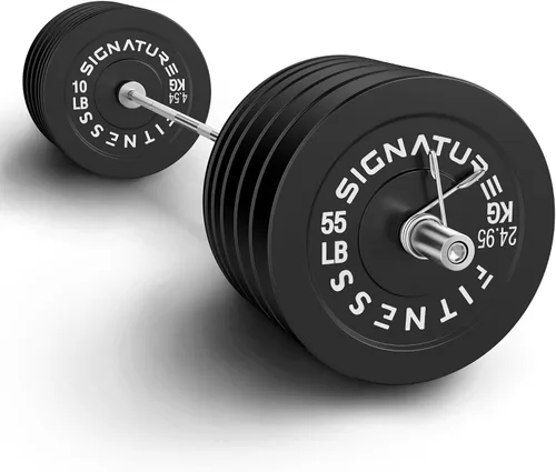 Vista 25 de Juego de placas olímpicas de amortiguación Fitvids, placas de peso de 2" para entrenamiento de fuerza y levantamiento de pesas, París o juego