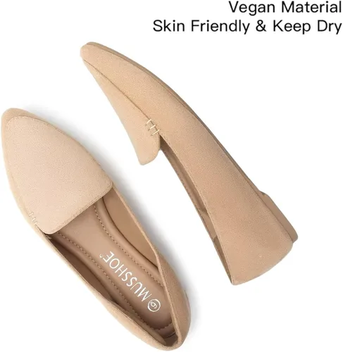 Vista 4 de MUSSHOE - Zapatos planos para mujer, de punto de malla, cómodos, con plantilla de espuma viscoelástica, sin cordones y de punta aguda