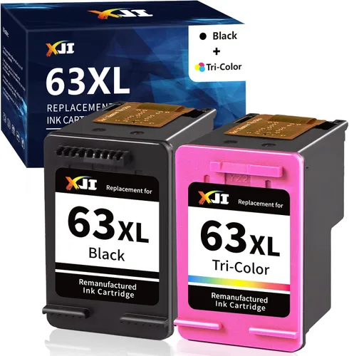Vista 8 de XJI Cartuchos de tinta remanufacturados de repuesto para HP Ink 63XL 63 XL (negro, paquete de 2), para OfficeJet 3830 3833 5222 5255 5258 5260 Envy