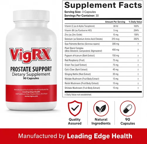 Vista 4 de VigRX Suplemento de apoyo para la próstata para hombres – Advanced Saw Palmetto & Herbal Blend – Apoya el flujo urinario saludable, el vaciado