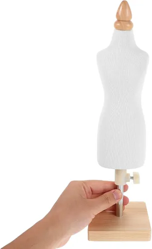 Vista 4 de Sewing Mannequin Dress Form with Wooden Adjustable Stand for Beginners Fashion Design and Doll Clothes Making Practice
