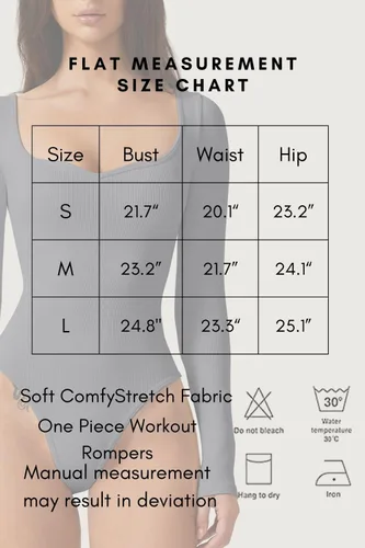 Vista 6 de Meyeeka Body de manga larga con cuello corazón para mujer, sin costuras, básica, elástica