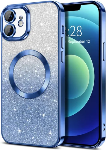 Vista 111 de Hython Funda para iPhone 12 Pro Max Transparente Magnética con Purpurina [Compatible con MagSafe] Protector Completo de Lente de Cámara Delgado