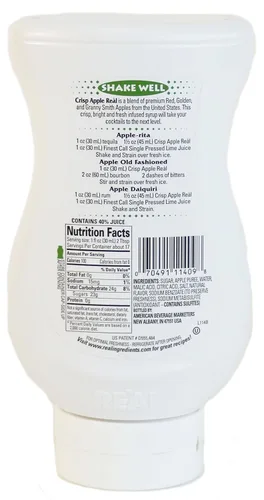 Vista 3 de Crisp Apple Reàl - Jarabe con infusión de puré de manzana, botella exprimible de 16.9 onzas líquidas (paquete de 1)