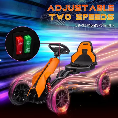 Vista 4 de Aosom Go Kart eléctrico de 12 V para niños, juguete para montar al aire libre con accionamiento hacia adelante hacia atrás y velocidad ajustable