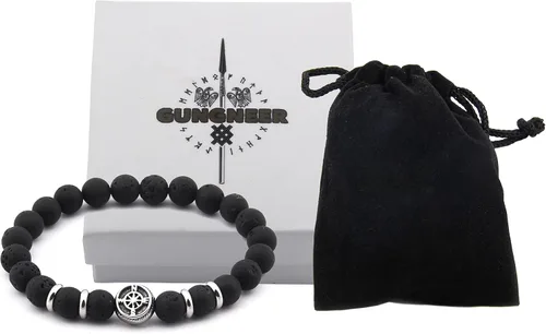 Vista 5 de Gungneer Collar de cadena con dije de símbolo de paz hippie de calavera, collar de cadena de motociclista de rock, joyería steampunk para hombres