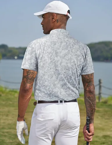 Vista 124 de TAPULCO Camisetas tipo polo de secado rápido para hombre, diseño de camuflaje, atléticas, ligeras, transpirables, casuales, para golf