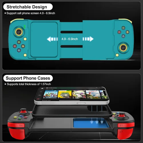 Vista 5 de arVin Bluetooth Controller for iPhoneiPadMacBookiOSAndroidSamsungTabletPC Wireless Gamepad Joystick with Back Button, Analog Triggers, Stretchable