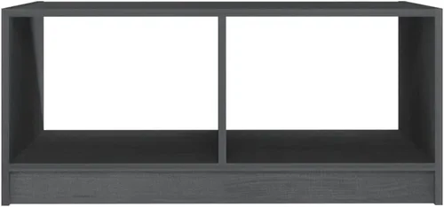 Vista 6 de Rectangular Pinewood Coffee Table, Matte Grey Finish, Living Room Furniture, Small Coffee Table with Storage Shelf