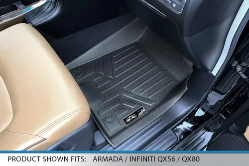 Vista 3 de SMARTLINER Juego de tapetes de piso de ajuste personalizado de 3 filas para Infiniti QX56 2011-2013