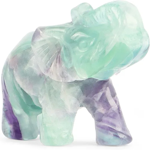 Vista 16 de SMQ Estatua de decoración de elefante de cristales de amatista de 2.0 pulgadas, piedras preciosas talladas a mano, figuras de cristal de buena