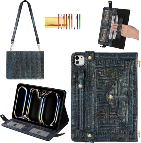 Vista 146 de Funda tipo bolso para iPad mini de 5ª/4ª/3ª/2ª/1ª generación de 7.9 pulgadas, Techcircle funda ligera tipo folio con soporte bandolera con billetera