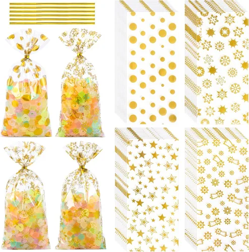 Vista 34 de 100 bolsas de regalo con estampado de estrellas de 3 x 5 pulgadas, bolsas de regalo de celofán, bolsas de regalo de celofán, bolsas de regalo