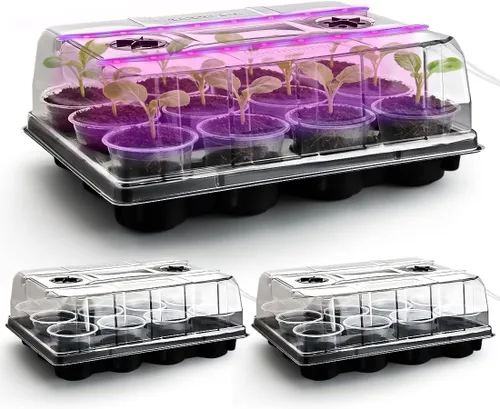Vista 18 de RooTrimmer Macetas de turba de 3.15 pulgadas, 100 piezas con bandejas de plántulas de 20 celdas, 5 unidades, macetas biodegradables para inicio
