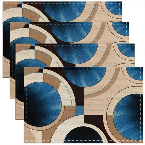 Vista 38 de Modern Circles - Juego de 4 manteles individuales de 12 x 18 pulgadas, patrón geométrico abstracto, decorativo, para niños, adolescentes y adultos