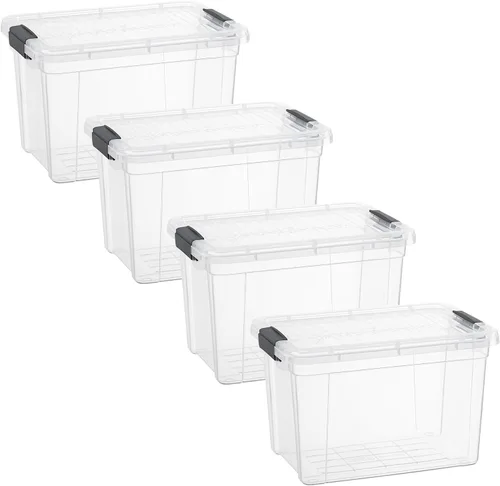 Vista 141 de Superio - Contenedores de almacenamiento de plástico transparente de 1.27 cuartos de galón con tapas, contenedores organizadores apilables, cajas