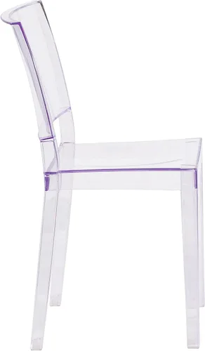 Vista 8 de Flash Furniture Phantom Series - Silla auxiliar apilable transparente para interiores y exteriores con protector de suelo