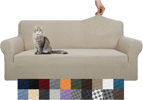 Vista 56 de YEMYHOM Funda para sofá con diseño jacquard de alta elasticidad, funda para silla de sala de estar, a prueba de mascotas, perros y gatos