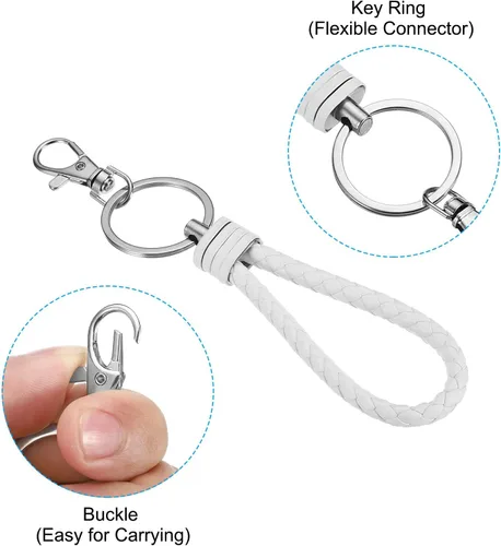 Vista 3 de PATIKIL Llaveros de pulsera, llavero con correa de mano para llaves, Blanco