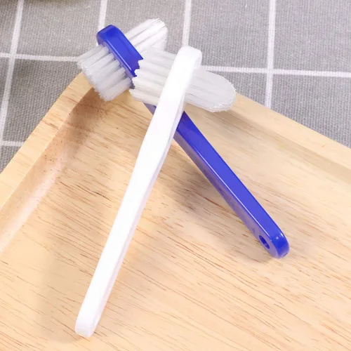 Vista 4 de Healifty Cepillo de dientes de doble cara para dentaduras postizas con cerdas dobles para una limpieza efectiva, cepillo de dientes manual compacto