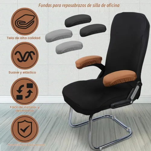 Vista 6 de Kakalote Fundas para reposabrazos de silla de oficina, 1 par, elásticas para silla de computadora, fundas elásticas para sillas de escritorio