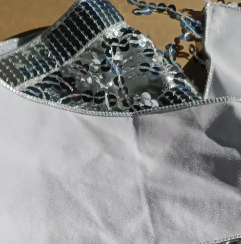 Vista 7 de ZLTdream Traje danza árabe con brasier y pañuelo para cadera con flecos para mujer