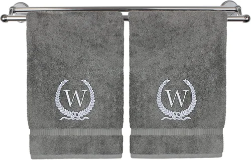 Vista 38 de Toalla de mano con monograma, regalo personalizado, 16 x 30 pulgadas, letra blanca bordada con diseño de corona en toalla negra, extra absorbente