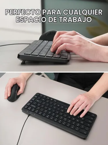 Vista 6 de Perixx PERIBOARD-414U - Mini teclado USB con cable, compacto, 12.24 x 5.32 x 0.71 pulgadas, Plug and Play, negro, diseño en inglés de EE. UU
